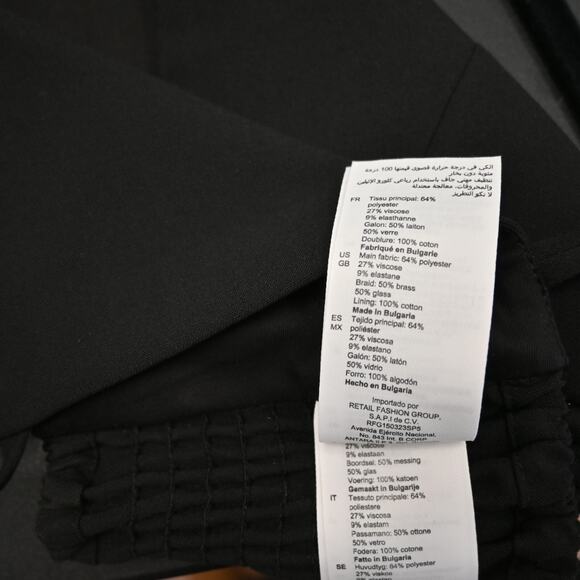 Sandro Bra Crop Top Size 0 Black Embellished Rhinestone Smocked Sleeveless - Picture 9 of 12